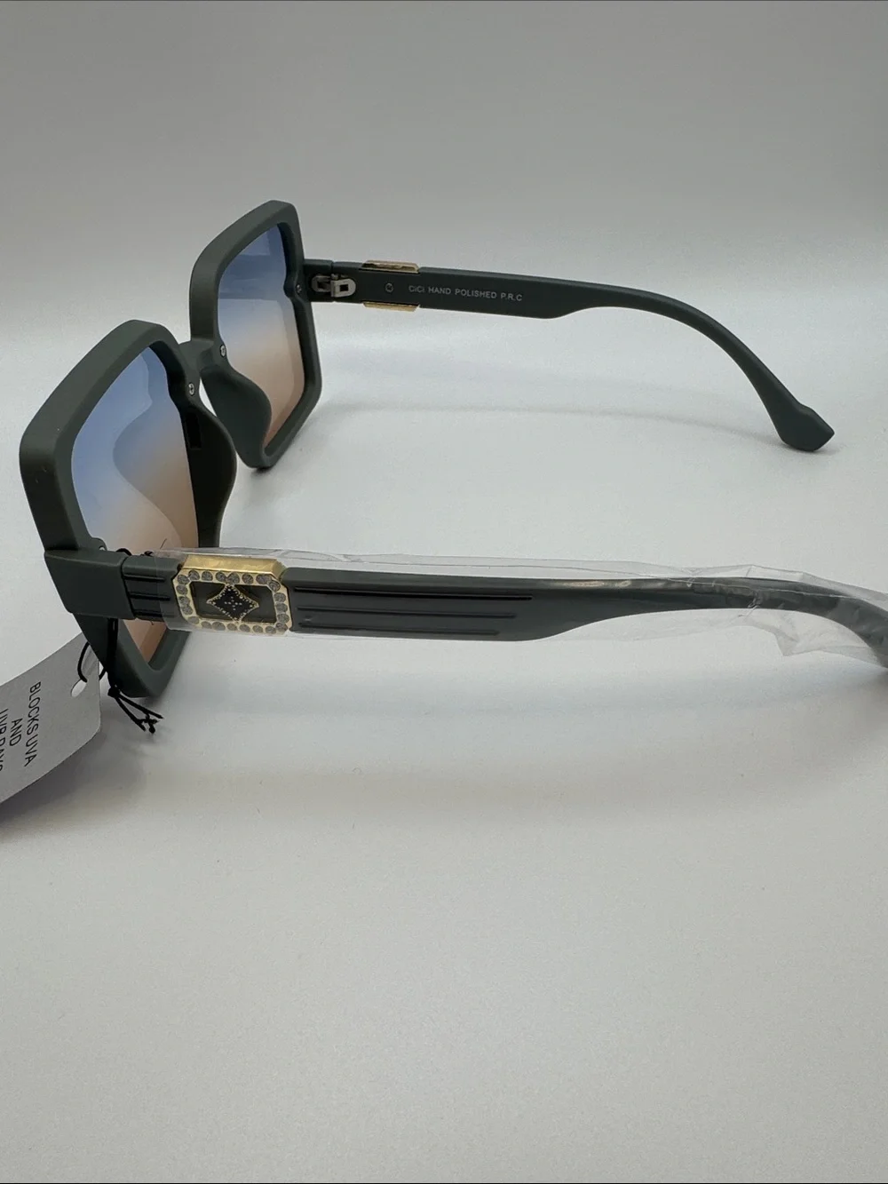 Square Gradient Lens Women's Sunglasses - Black Frame, Brown-Blue Gradient